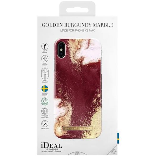 iDeal of Sweden - iPhone XS Max Hülle - Printed Case - Golden Burgundy Marble