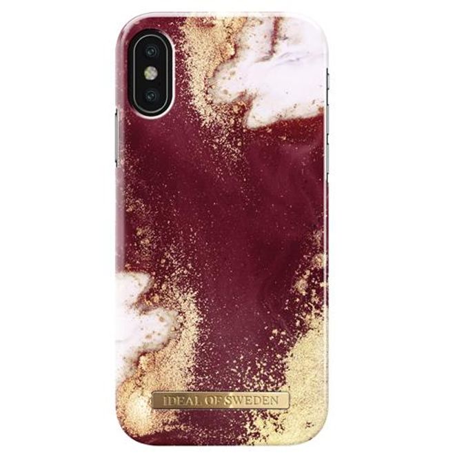 iDeal of Sweden - iPhone XS/X Hülle - Printed Case - Golden Burgundy Marble