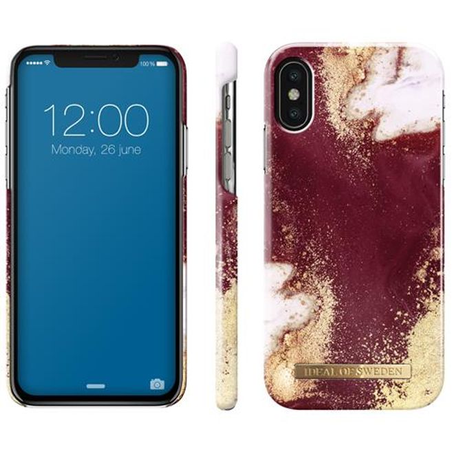 iDeal of Sweden - iPhone XS/X Hülle - Printed Case - Golden Burgundy Marble