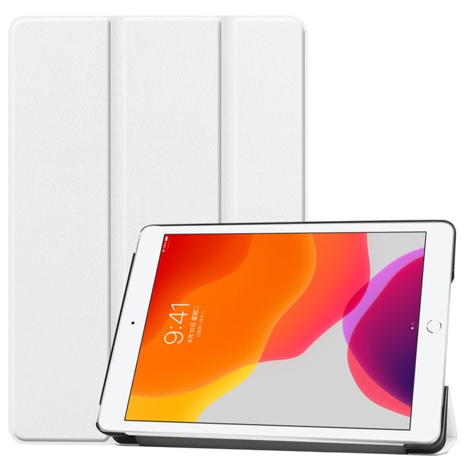 Étui pour iPad 10,2 pouces - Étui en cuir à trois volets - Blanc
