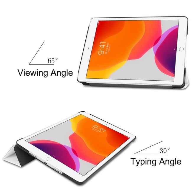 Étui pour iPad 10,2 pouces - Étui en cuir à trois volets - Blanc