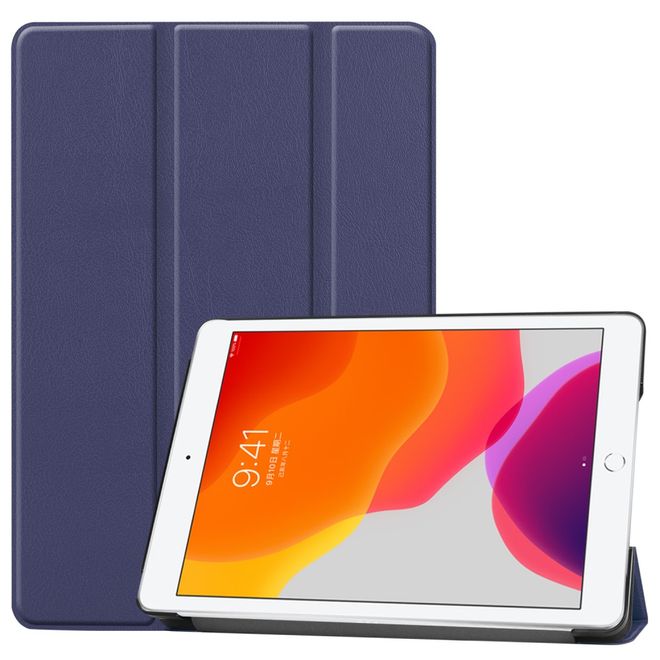 Étui pour iPad 10,2 pouces - Étui en cuir à trois volets - Bleu foncé