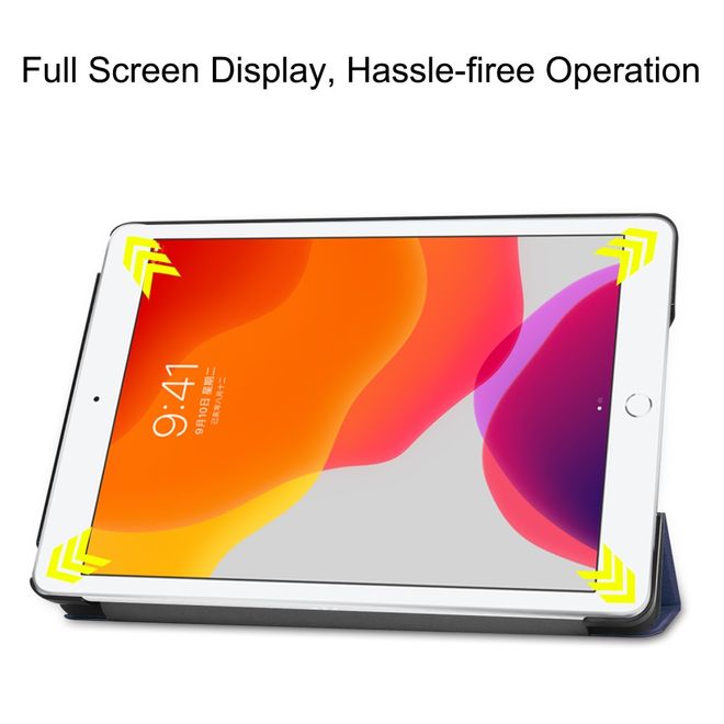 Étui pour iPad 10,2 pouces - Étui en cuir à trois volets - Bleu foncé
