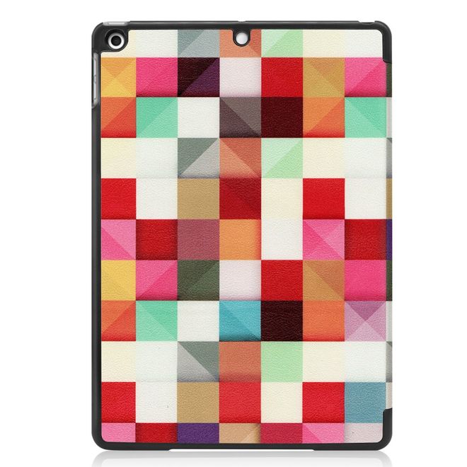 Étui pour iPad 10,2 pouces - Étui en cuir à trois volets - Carrés