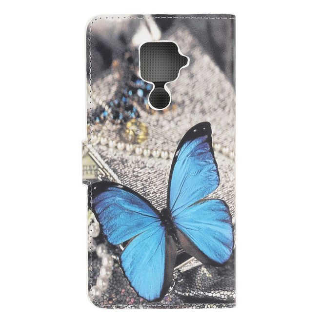 Huawei Mate 30 Lite Handy Hülle - Leder Bookcover Image Series - blauer Schmetterling