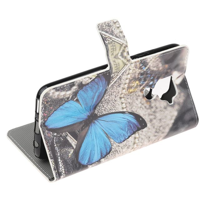 Huawei Mate 30 Lite Handy Hülle - Leder Bookcover Image Series - blauer Schmetterling