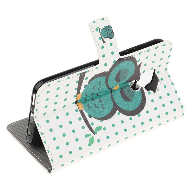 Huawei Mate 30 Lite Handy Hülle - Leder Bookcover Image Series - grüne Eule