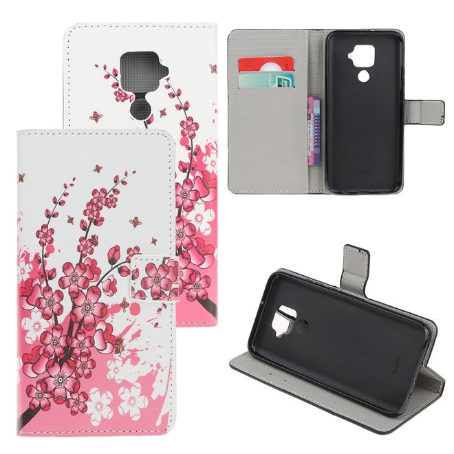 Huawei Mate 30 Lite Handy Hülle - Leder Bookcover Image Series - pinke Blumen
