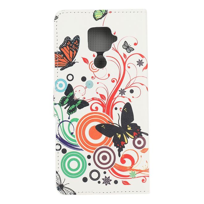 Huawei Mate 30 Lite Handy Hülle - Leder Bookcover Image Series - Schmetterlinge und Kreise