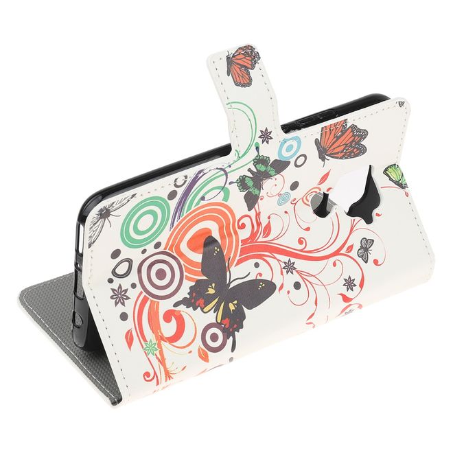Huawei Mate 30 Lite Handy Hülle - Leder Bookcover Image Series - Schmetterlinge und Kreise