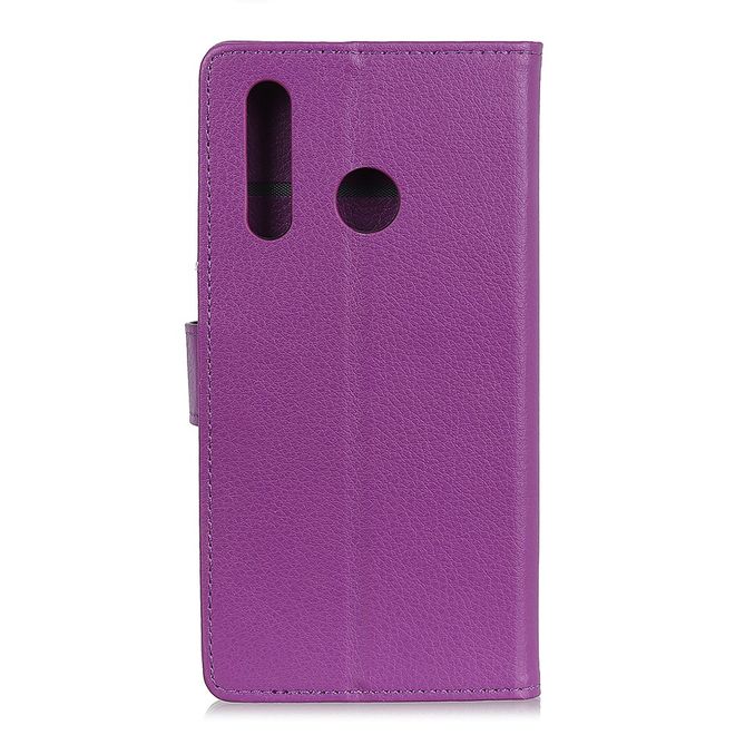 Motorola Moto E6 Plus Handy Hülle - Litchi Leder Bookcover Series - purpur