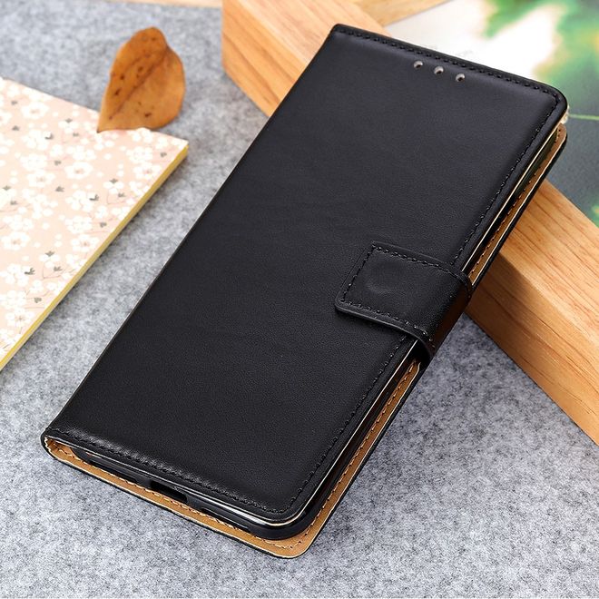 Motorola Moto E6 Plus Handy Hülle - Classic II Leder Bookcover Series - schwarz