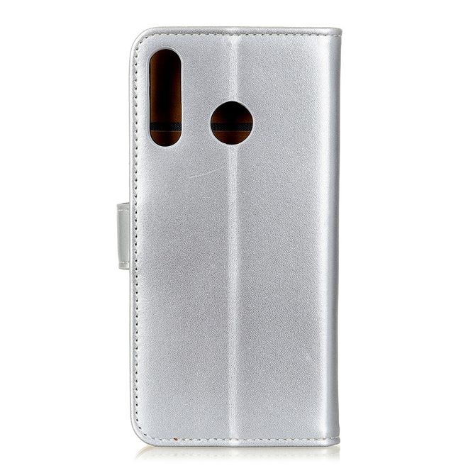 Motorola Moto E6 Plus Handy Hülle - Classic II Leder Bookcover Series - silber