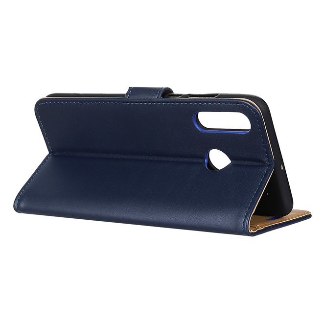 Motorola Moto E6 Plus Handy Hülle - Classic II Leder Bookcover Series - dunkelblau