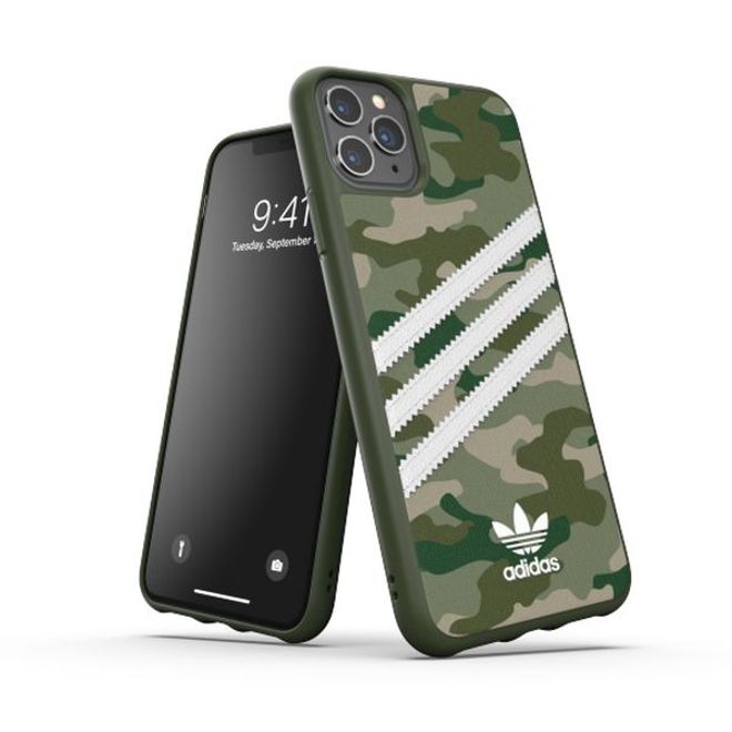 Adidas - iPhone 11 Pro Max Hülle - Camo Woman Backcover mit Logo und Streifen - grün/weiss