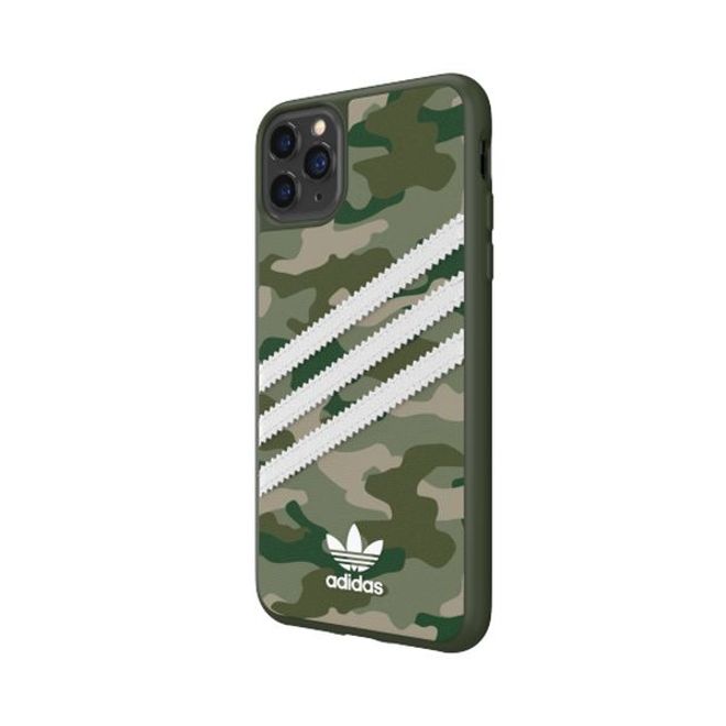 Adidas - iPhone 11 Pro Max Hülle - Camo Woman Backcover mit Logo und Streifen - grün/weiss