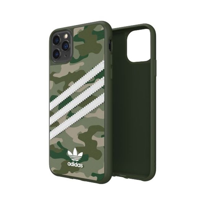 Adidas - iPhone 11 Pro Max Hülle - Camo Woman Backcover mit Logo und Streifen - grün/weiss
