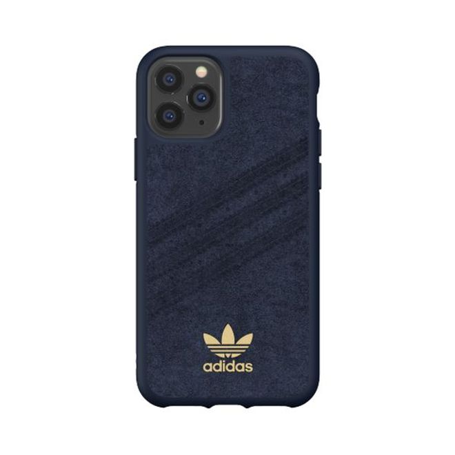 Adidas - iPhone 11 Pro Hülle - Ultrasuede Backcover mit Logo und Streifen - blau
