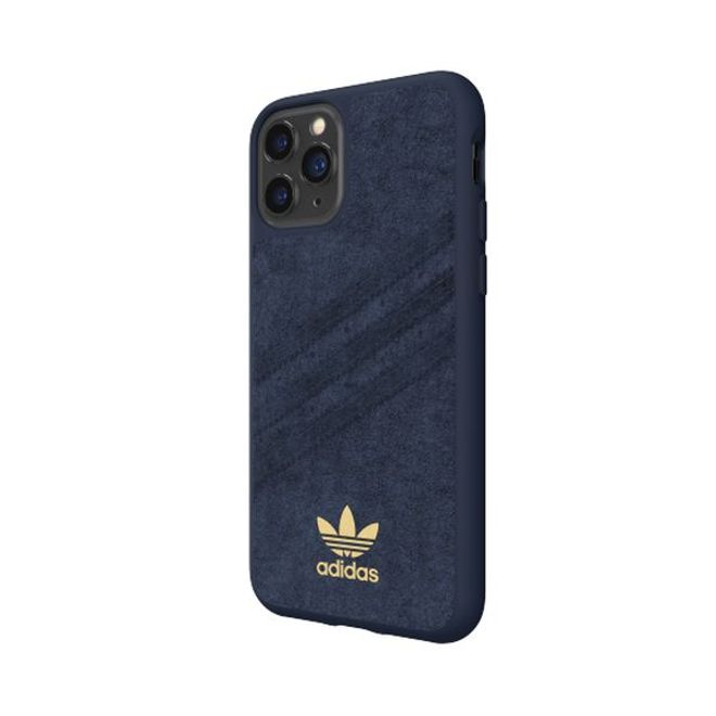 Adidas - iPhone 11 Pro Hülle - Ultrasuede Backcover mit Logo und Streifen - blau