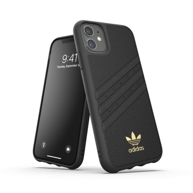 Adidas - iPhone 11 Hülle - PU Premium Backcover mit Logo und Streifen - schwarz