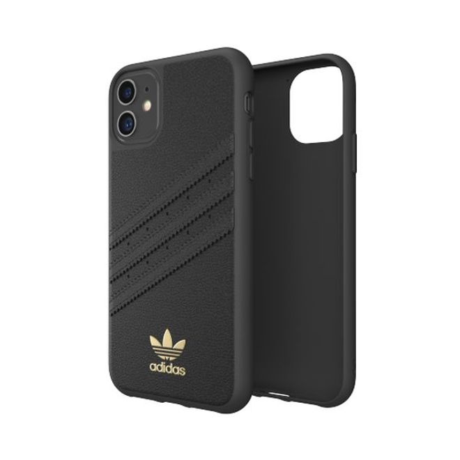 Adidas - iPhone 11 Hülle - PU Premium Backcover mit Logo und Streifen - schwarz