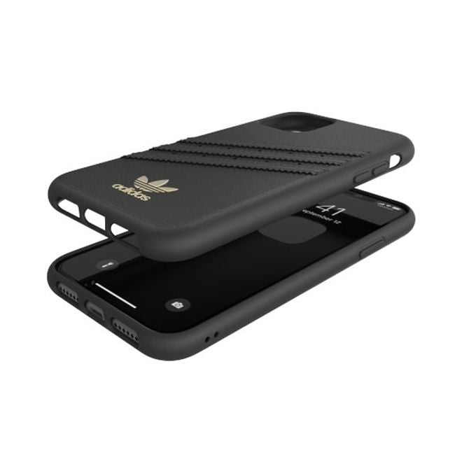 Adidas - iPhone 11 Hülle - PU Premium Backcover mit Logo und Streifen - schwarz