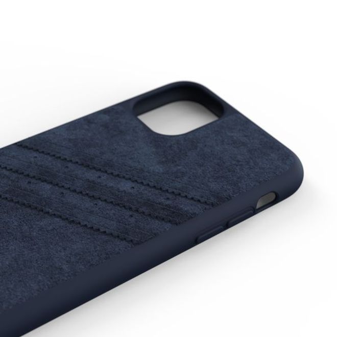 Adidas - iPhone 11 Hülle - Ultrasuede Backcover mit Logo und Streifen - blau