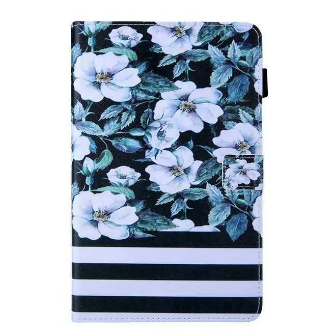 Samsung Galaxy Tab A 8.0 (2019) Tablethülle - Case aus Leder - mit Standfunktion - Blumen und Streifen