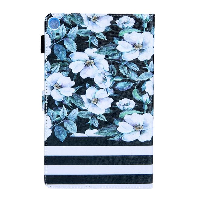 Samsung Galaxy Tab A 8.0 (2019) Tablethülle - Case aus Leder - mit Standfunktion - Blumen und Streifen