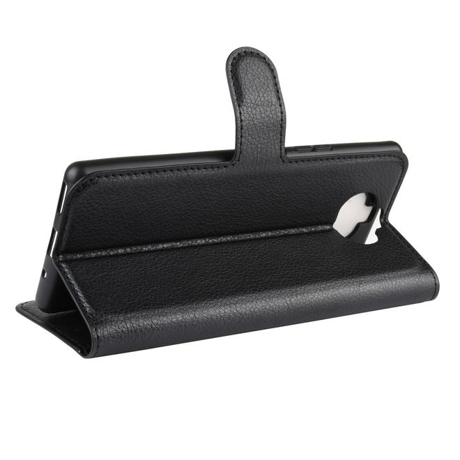 Sony Xperia 8 Handy Hülle - Litchi Leder Bookcover Series - schwarz