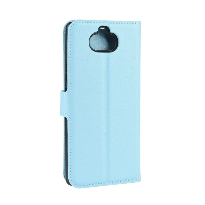 Sony Xperia 8 Handy Hülle - Litchi Leder Bookcover Series - blau