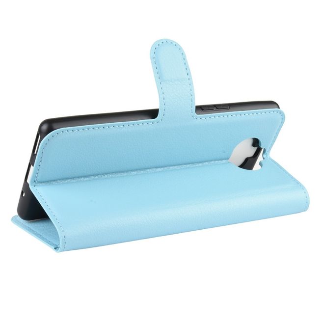 Sony Xperia 8 Handy Hülle - Litchi Leder Bookcover Series - blau