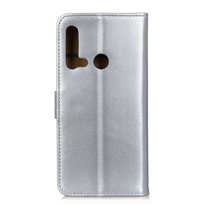 Huawei P20 Lite (2019) Handy Hülle - Classic II Leder Bookcover Series - silber