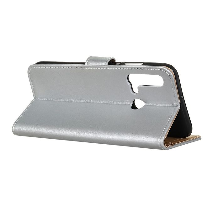 Huawei P20 Lite (2019) Handy Hülle - Classic II Leder Bookcover Series - silber