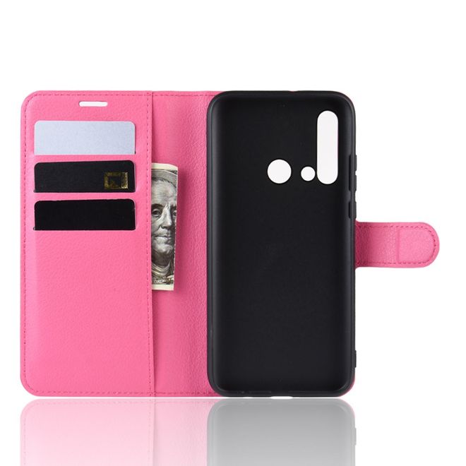 Huawei P20 Lite (2019) Handy Hülle - Litchi Leder Bookcover Series - rosa