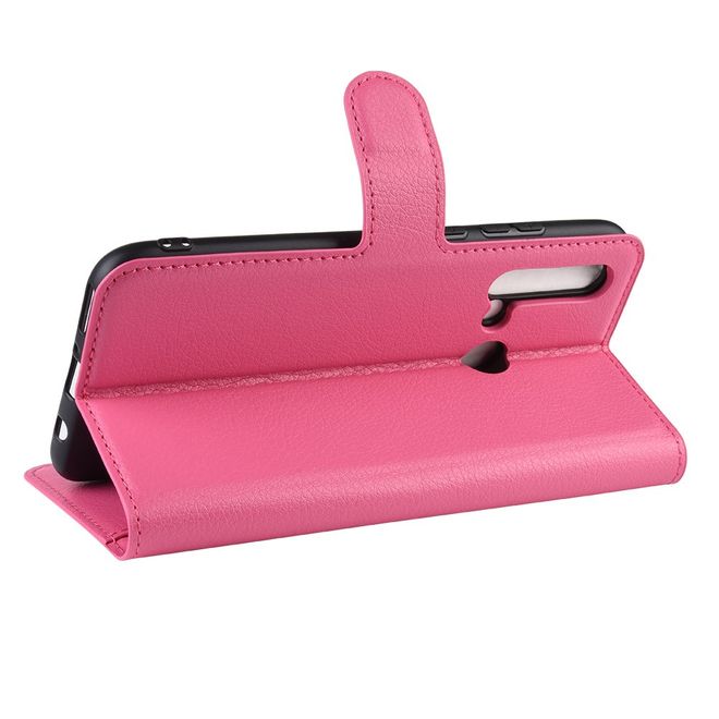 Huawei P20 Lite (2019) Handy Hülle - Litchi Leder Bookcover Series - rosa