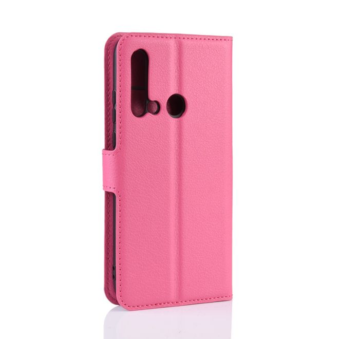 Huawei P20 Lite (2019) Handy Hülle - Litchi Leder Bookcover Series - rosa