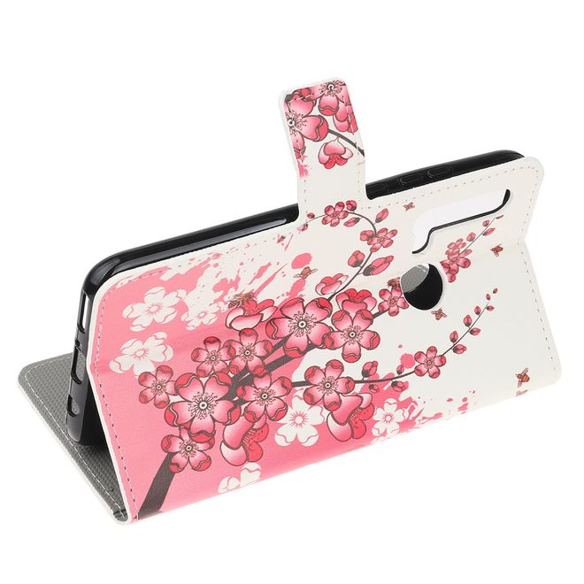 Huawei P20 Lite (2019) Handy Hülle - Leder Bookcover Image Series - pinke Blumen