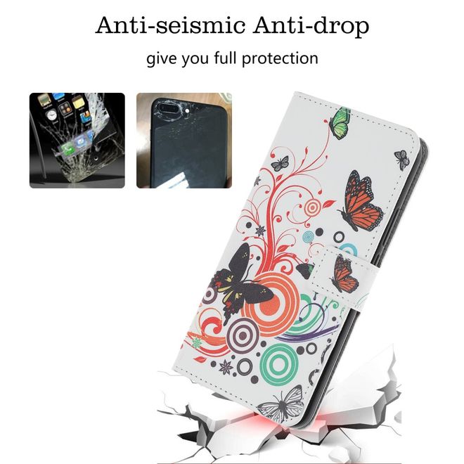 Huawei P20 Lite (2019) Handy Hülle - Leder Bookcover Image Series - Schmetterlinge und Kreise