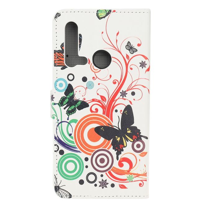 Huawei P20 Lite (2019) Handy Hülle - Leder Bookcover Image Series - Schmetterlinge und Kreise