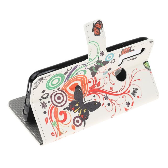 Huawei P20 Lite (2019) Handy Hülle - Leder Bookcover Image Series - Schmetterlinge und Kreise