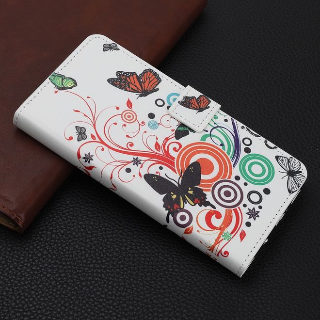Huawei P20 Lite (2019) Handy Hülle - Leder Bookcover Image Series - Schmetterlinge und Kreise