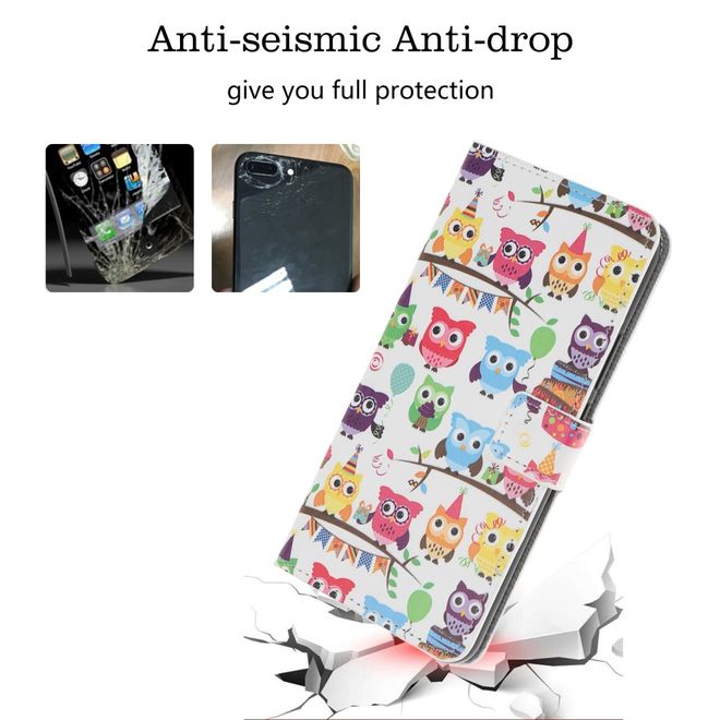 Huawei P20 Lite (2019) Handy Hülle - Leder Bookcover Image Series - Eulenfamilie