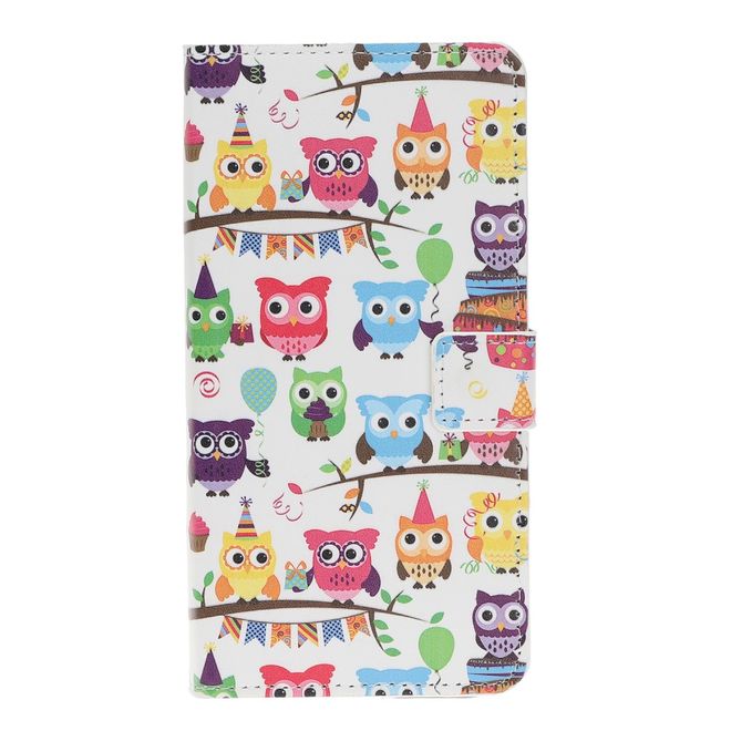 Huawei P20 Lite (2019) Handy Hülle - Leder Bookcover Image Series - Eulenfamilie