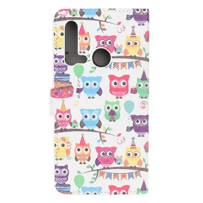 Huawei P20 Lite (2019) Handy Hülle - Leder Bookcover Image Series - Eulenfamilie