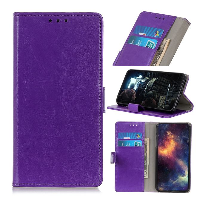 Xiaomi Mi 9 Lite Handyhülle - Crazy Horse Leder Bookcover Series - purpur