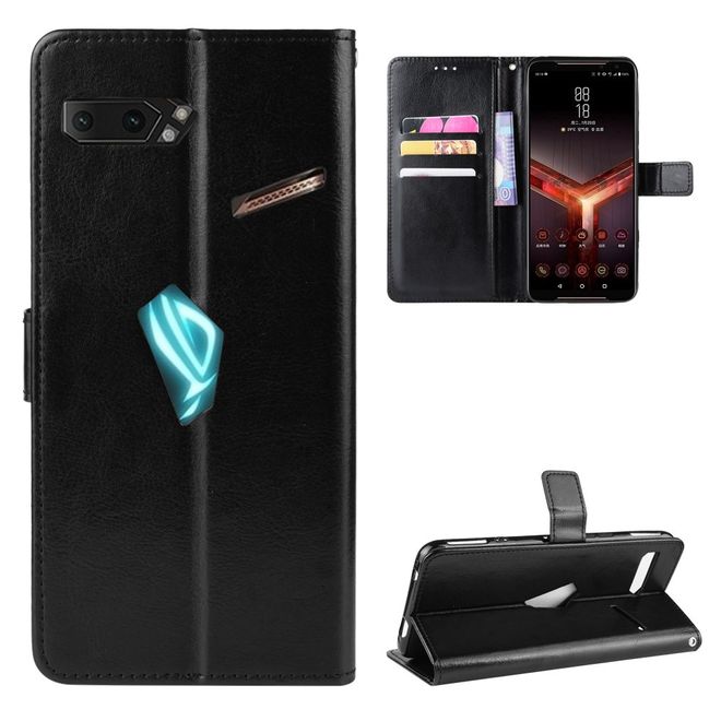 Asus ROG Phone II ZS660KL Handyhülle - Crazy Horse Leder Bookcover Series - schwarz