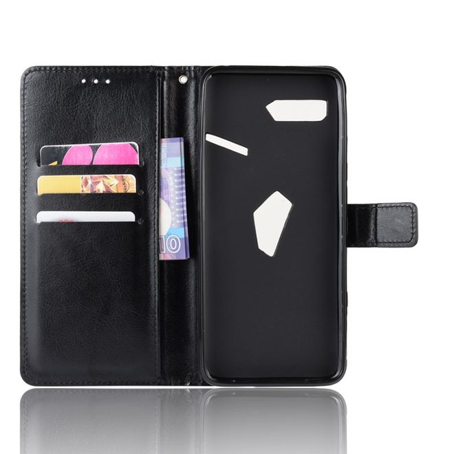 Asus ROG Phone II ZS660KL Handyhülle - Crazy Horse Leder Bookcover Series - schwarz