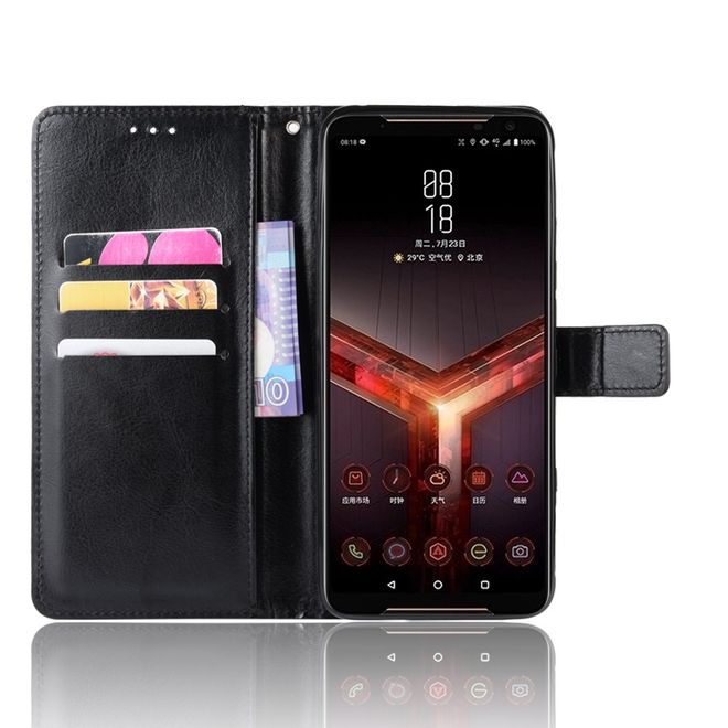 Asus ROG Phone II ZS660KL Handyhülle - Crazy Horse Leder Bookcover Series - schwarz