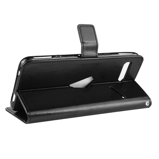 Asus ROG Phone II ZS660KL Handyhülle - Crazy Horse Leder Bookcover Series - schwarz